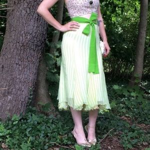 Ralph Lauren BL Yellow / Green Striped Silk Skirt